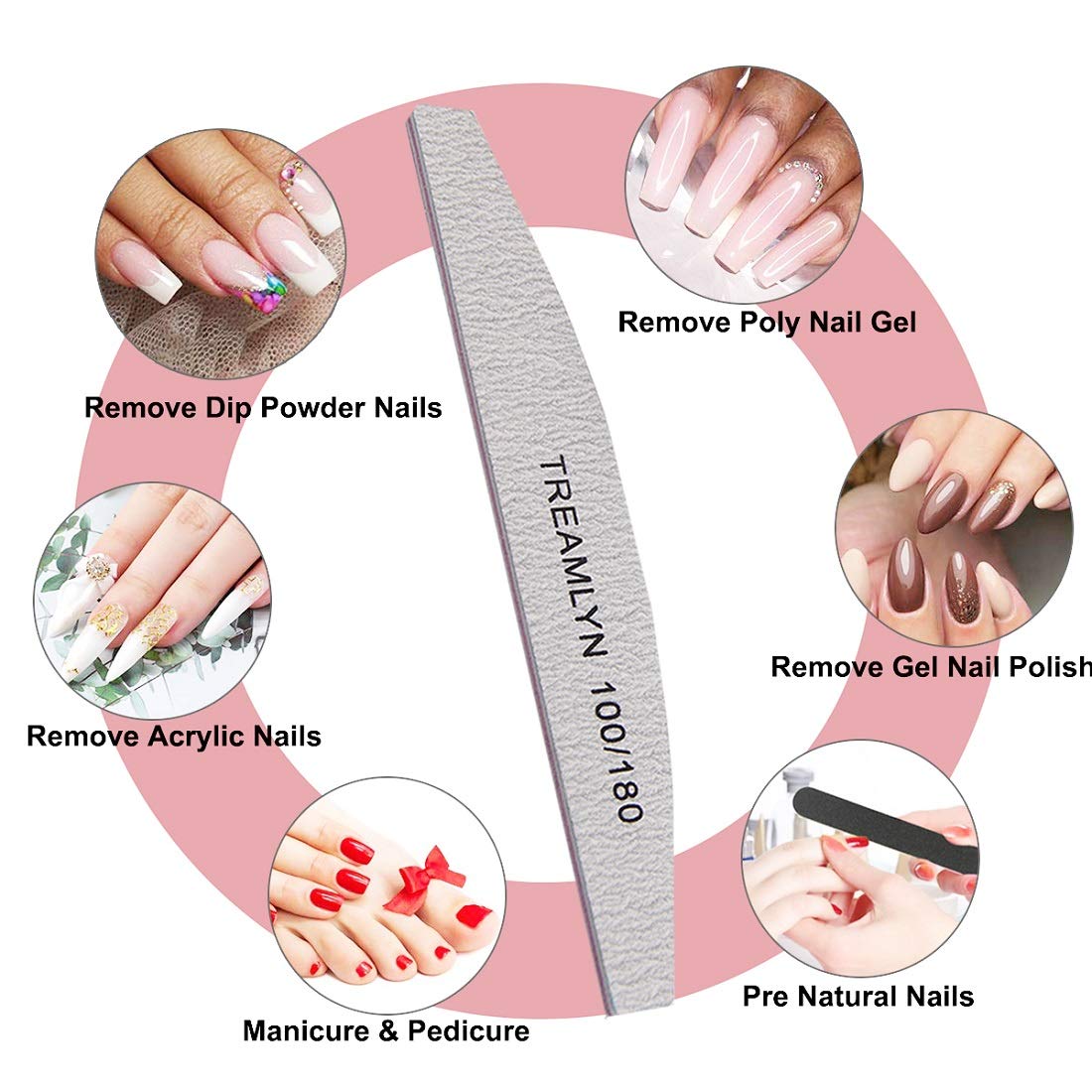 10 Pcs Rough Nail File 100/180 Grit, Heavy Duty Nail Files for Acrylic/Natural Nails, Emery Boards for Nails, Strong Finger Nail Filler, Coarse Nail