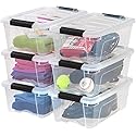 IRIS USA 13 QT Plastic Storage Box with Lid and Latches - 6 Pack - BPA-Free, See-Through Organizing Solution, Durable Nestable Stackable Containers…