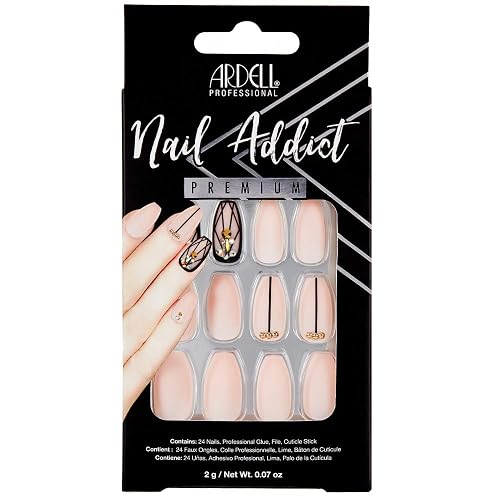 Ardell Nail Addict Premium Artificial Nail Set, Blush Geometric Crystals Beauty & Personal Care Ardell