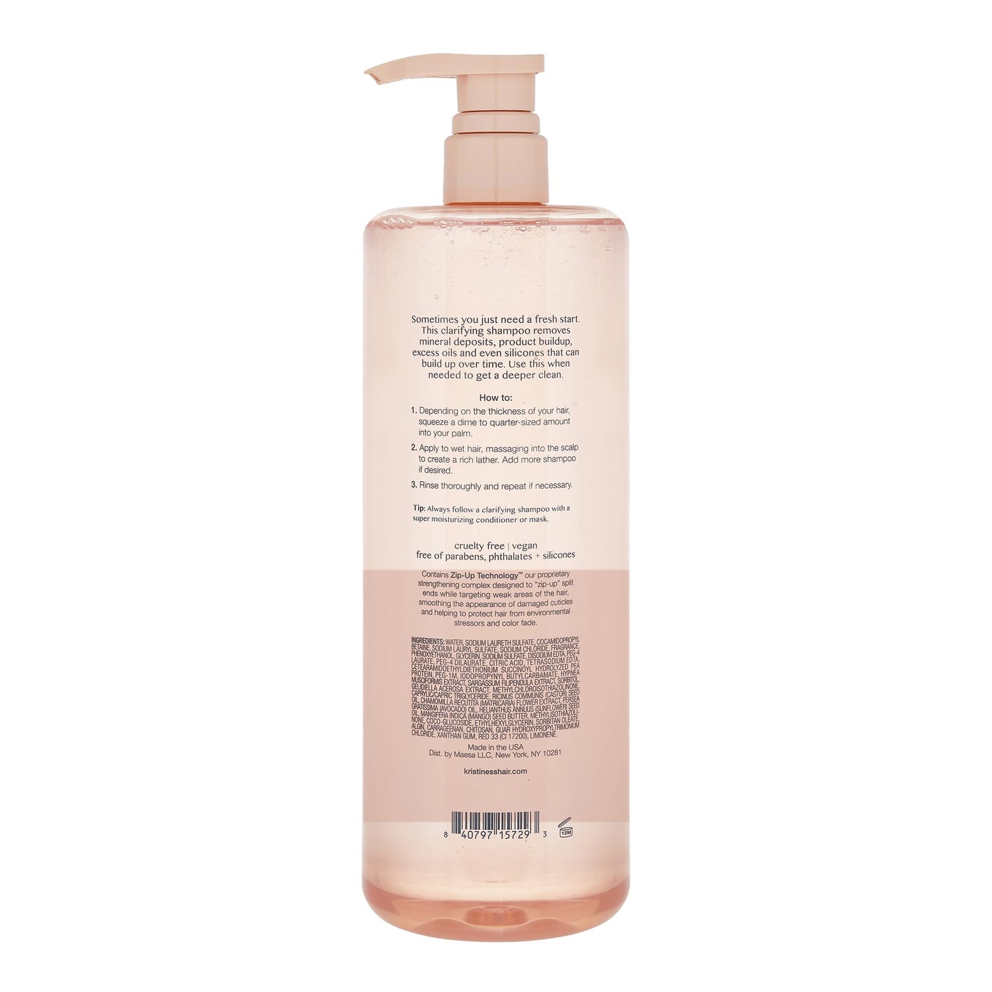 Kristin Ess Clarifying Detox Shampoo for Oily Hair, Build Up + Hard Water - Anti Residue Purifying + Cleansing Shampoo with Pump - Volumizing -Sulfate Beauty and Personal Care Kristin Ess