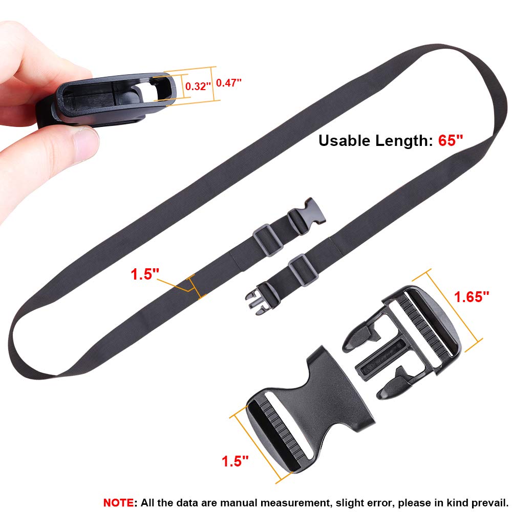 MAGARROW 65" 1.5" Utility Straps with Buckle Adjustable, 4-Pack (Black (4-PCS))