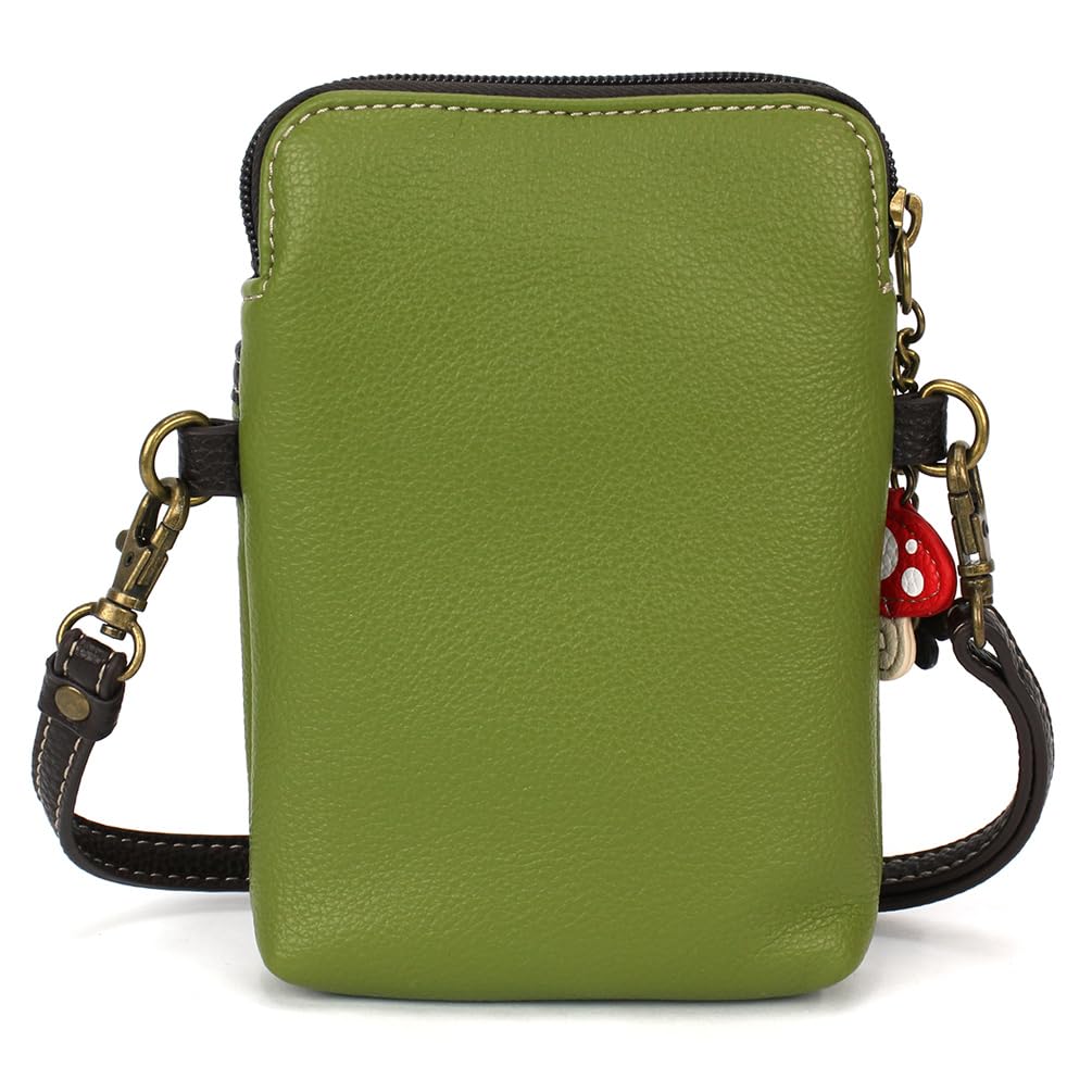 CHALA Woodland Animal Collection Cell Phone Crossbody Purse-Women PU Leather/Canvas Multicolor Handbag with Adjustable Strap - Raccoon with Cherry…