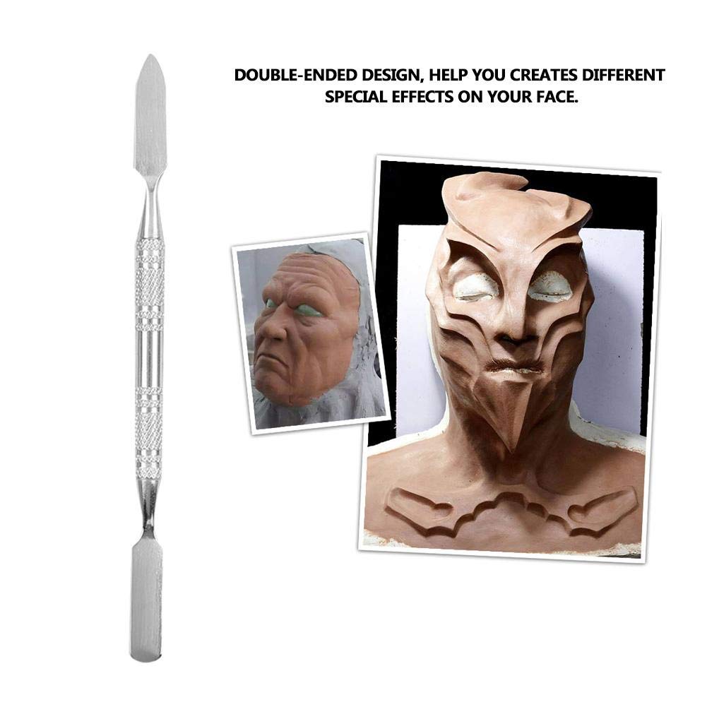 Modeling Scar Wax with Stainless Steel Double Ended Spatula Applicator Special Effects FX Makeup Tool for Theatrical Makeup and Halloween Fake Wound