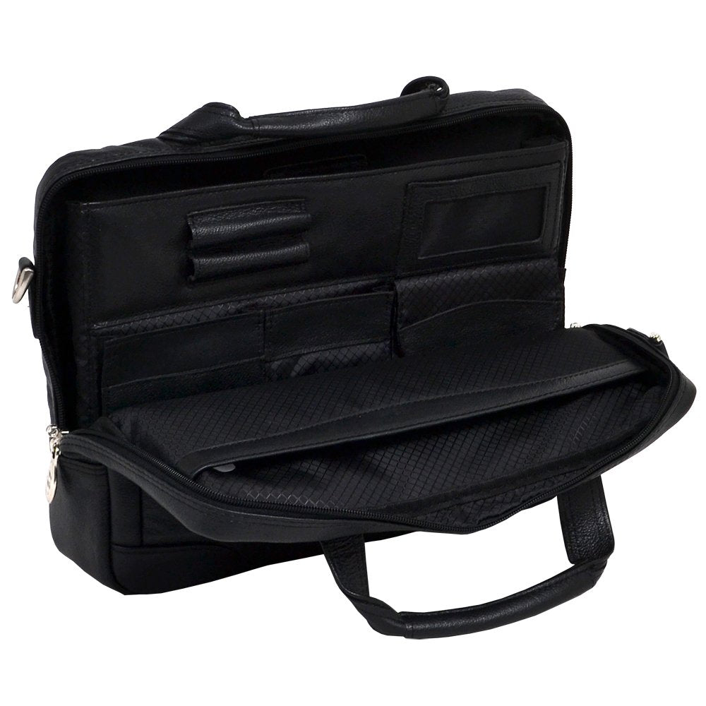 McKleinUSA S Series, Bridgeport, Pebble Grain Calfskin Leather, 17" Large Leather Laptop & Tablet Briefcase, Black (15475)