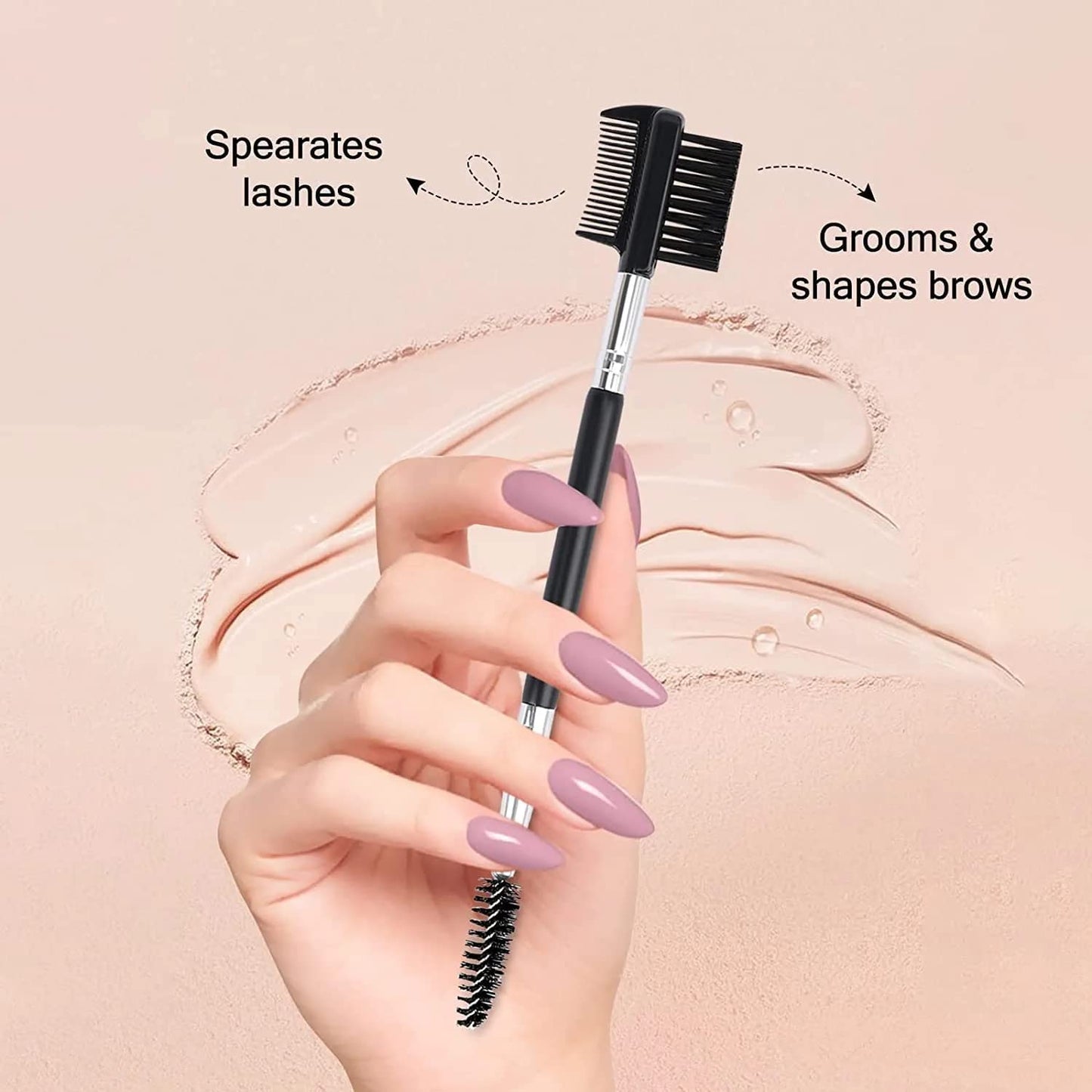 3pcs 3 Head Eyebrow Eyelash Shaper Eyelash Comb Double Head Brush Makeup Grooming Tool Cosmetic with 3 Different Spoolie Brushes for Separating