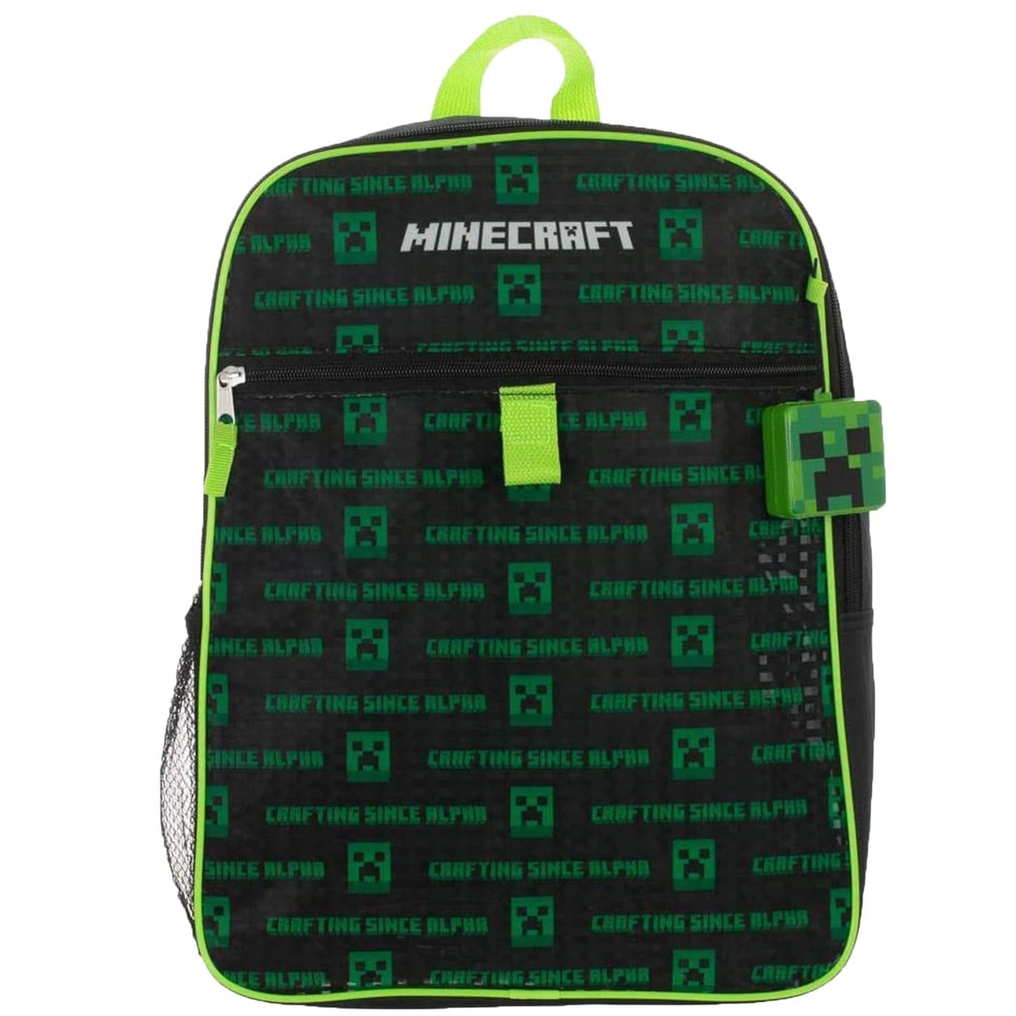 BIOWORLD Boys Minecraft Creeper Youth 5 Piece Backpack Set Green One Size