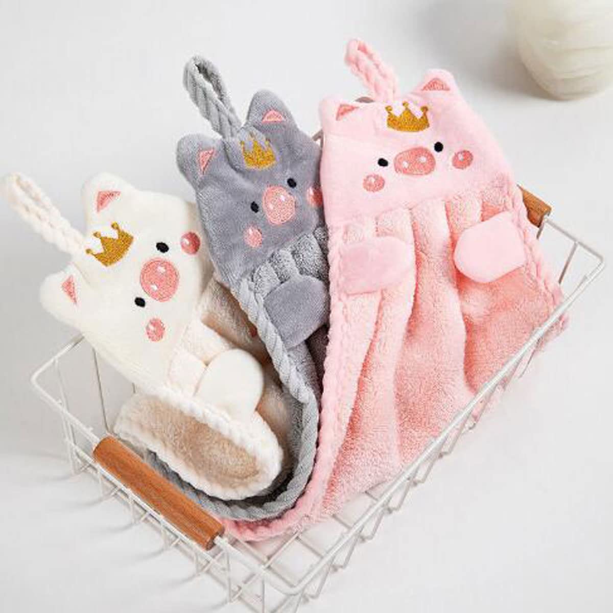 Ewanda store 3 Pack Cartoon Hanging Hand Towels,Kids Hanging Hand Towels for Kitchen Bathroom Home