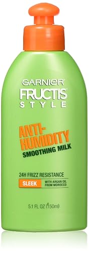 Garnier Fructis Style Anti-Humidity Smoothing Milk, All Hair Types, Sleek, 5.1 oz. (Packaging May Vary)