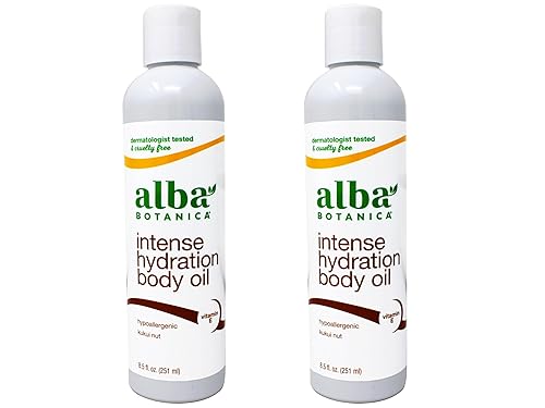 Alba Botanica Intense Hydration Body Oil, with Kukui Nut and Vitamin E, 8.5 FL OZ - 2 Pack