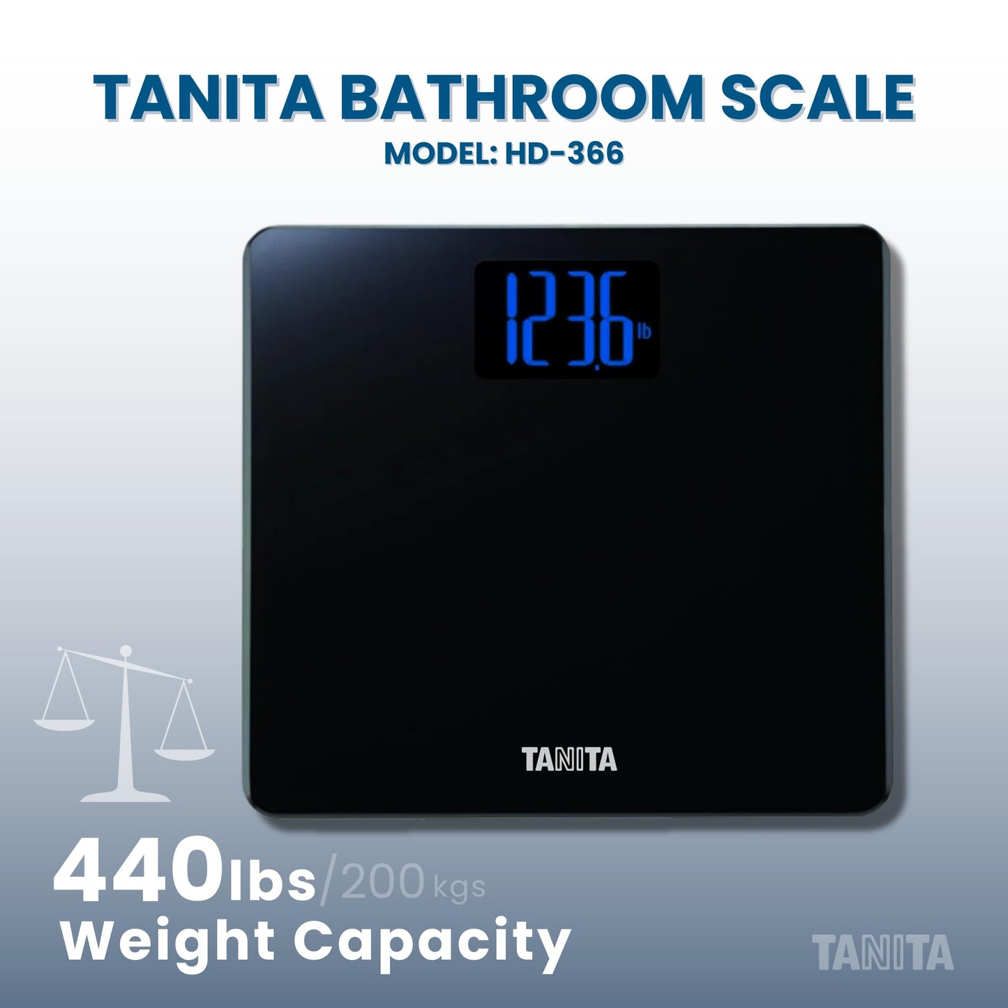 Tanita HD-366 Digital Weight Scale - 440 lbs Capacity - Japan Technology Accurate Digital Weight Scale - Step On Operation, Stylish Design…