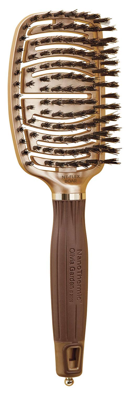 Olivia Garden NanoThermic Ceramic + Ion Flex Scalp-Hugging & Vented Hair Brush NT-FLEXBR (Boar)