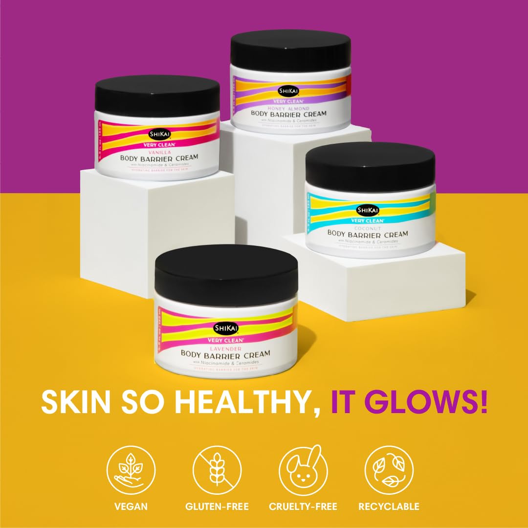 ShiKai Very Clean Moisturizing Body Barrier Cream (Vanilla, 4.5 oz) | Hydrating Barrier for the Skin | With Niacinamide, Ceramides, Shea Butter