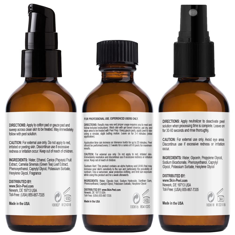 MedPeel Glycolic Acid 50% Essential Peel Kit – 3 Pc Set with Peel, Prep & Neutralizer | Medium Strength Face Peel for Wrinkles & Dark Spots, 1 oz