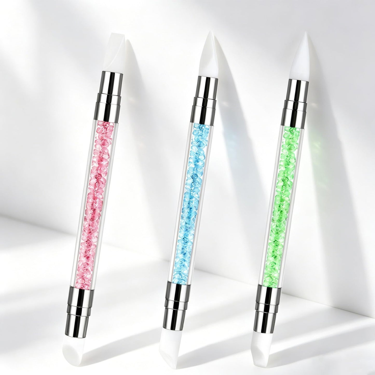3 Pcs Nail Art Sculpture Pen, Dual Tipped Silicone Nail Tools, Silicone Head Acrylic Handle Nail Art Brushes, Rhinestone Nail Polish Carving Pen, Nail Beauty and Personal Care AHQiZFX