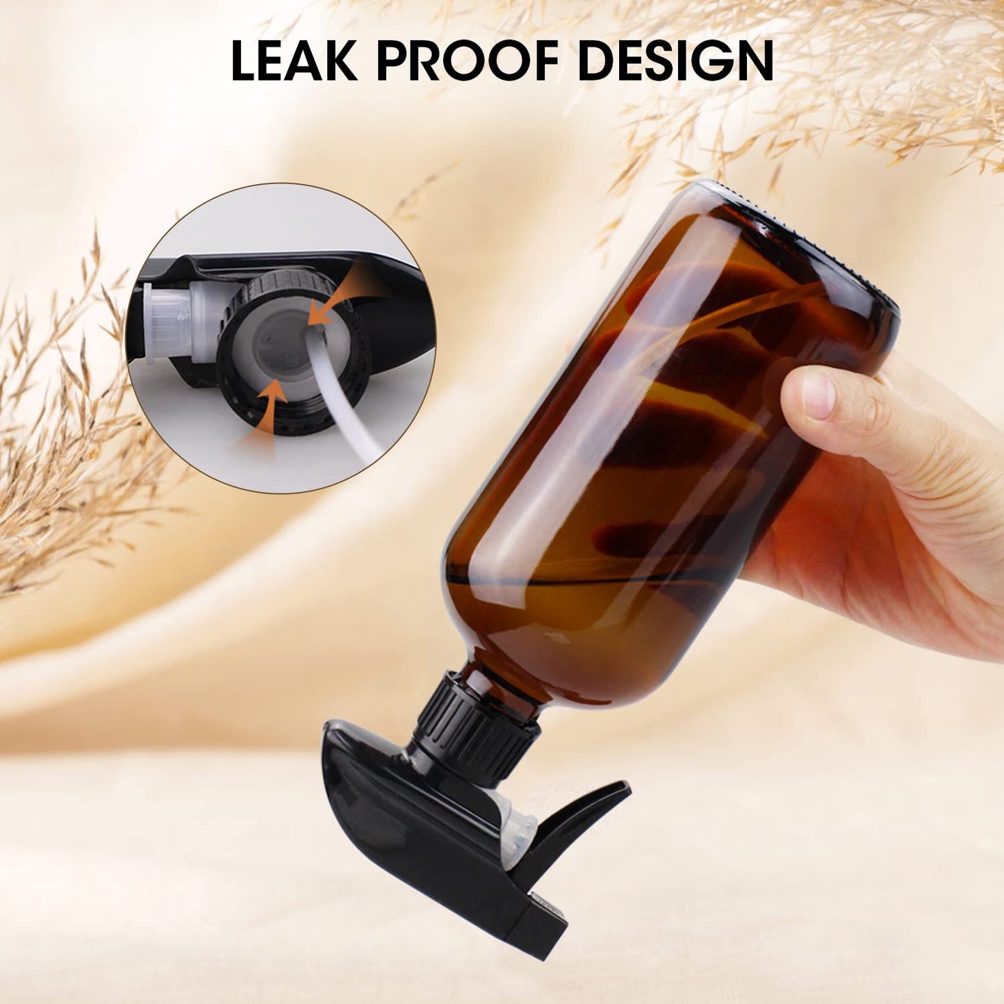 Wedama Amber Glass Spray Bottles, 16 oz Glass Spray Bottles for Cleaning Solutions and Essential Oils, Refillable Empty Spray Bottle with Adjustable Beauty and Personal Care Wedama