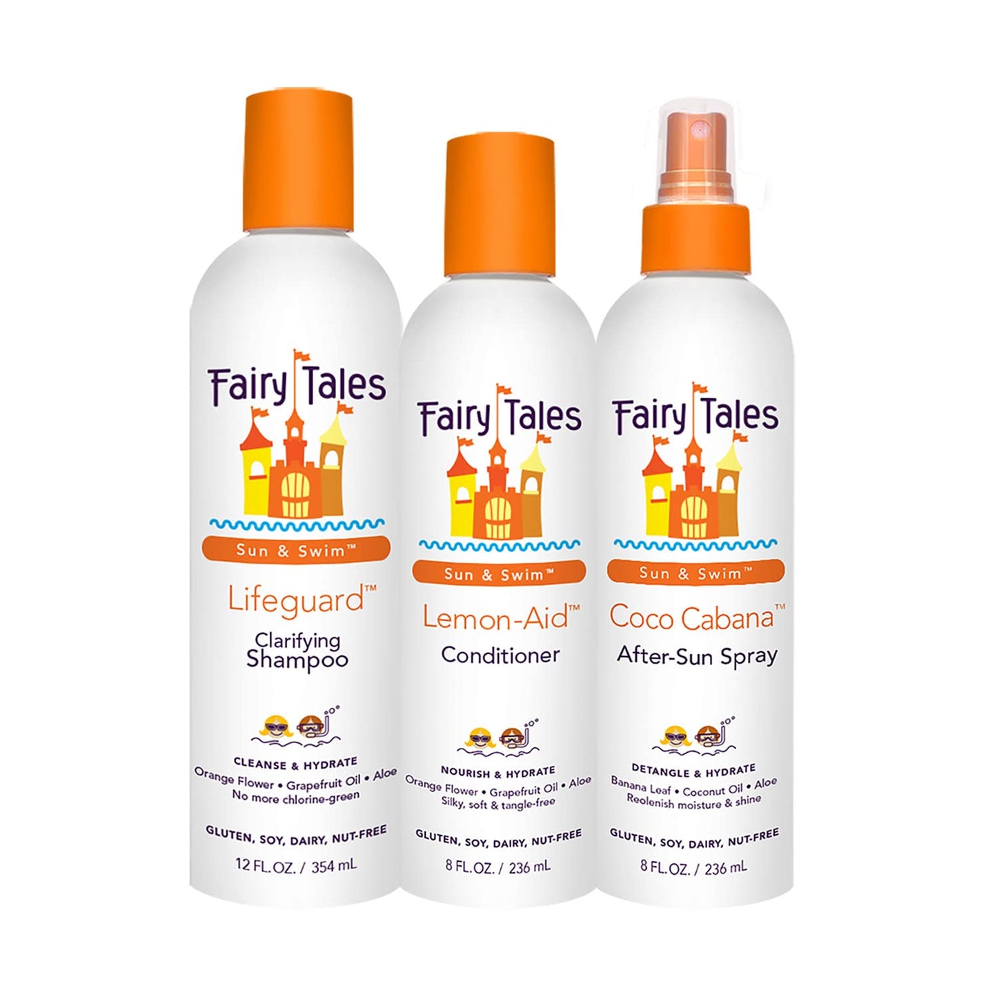 Fairy Tales Swim Shampoo, Conditioner, and Conditioning Spray for Kids- 3 pack | Made with Natural Ingredients in the USA | Chlorine Removal Swimmer