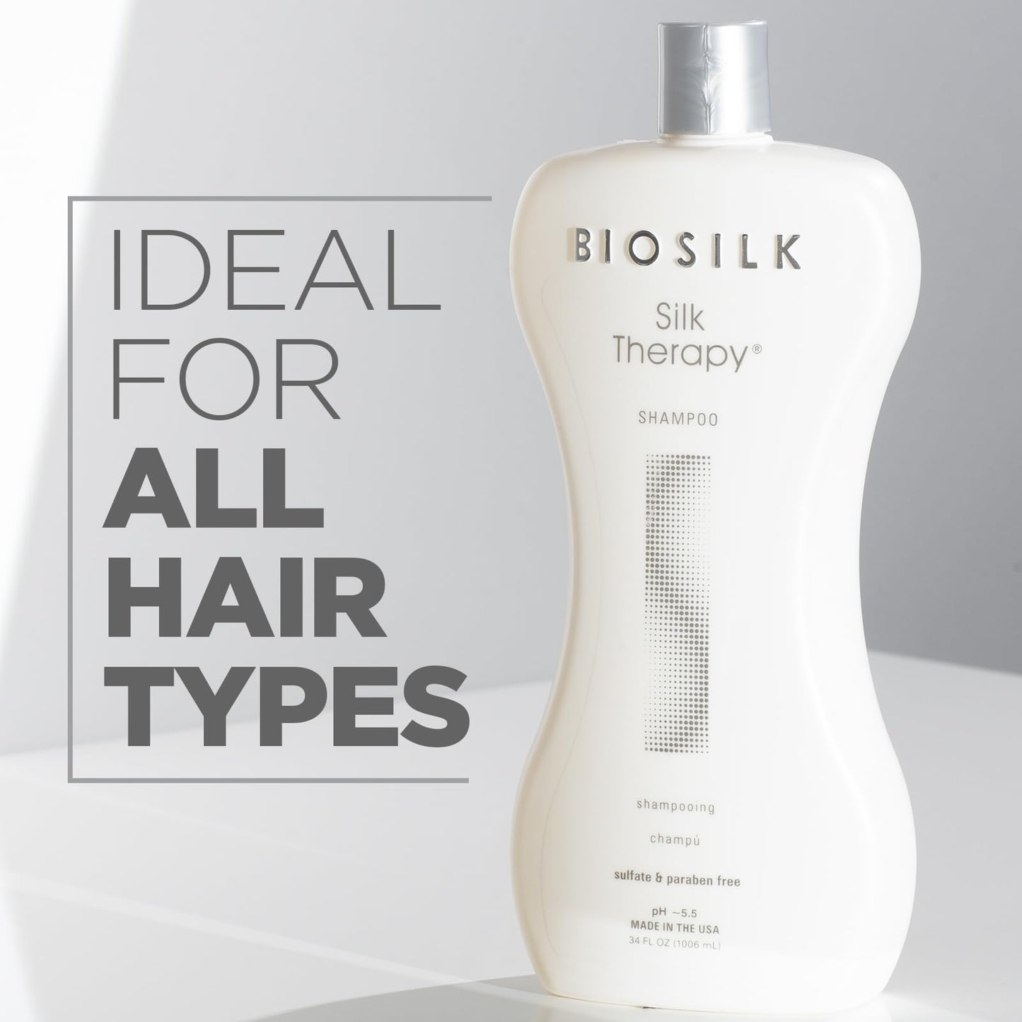 BioSilk Silk Therapy Shampoo, Gentle Hair Cleanser for Healthy, Shiny Hair, Conditions with Silk Proteins & Botanical Extracts, Sulfate-Free
