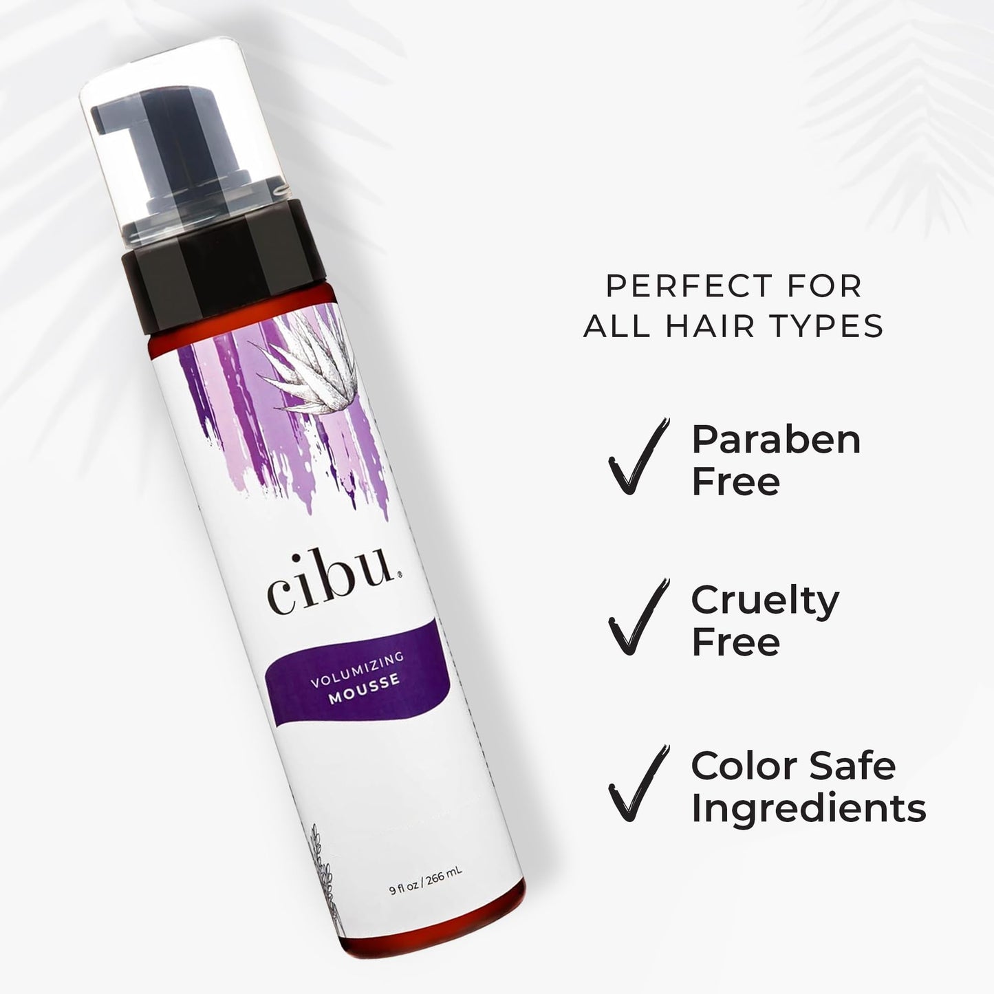 CIBU Volumizing Mousse | Travel Size Fine Hair Thickening Mousse | Strong Hold | Ultra Lightweight | Shine | Nutrient-Rich Aloevera, Rice Protein