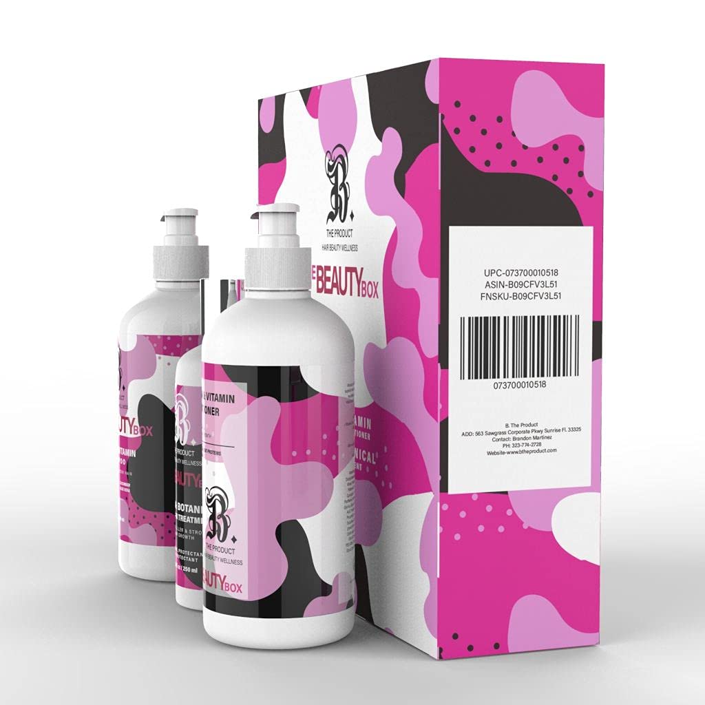 Biotin For Hair Growth Shampoo, Conditioner & Leave In Serum Treatment Box Set, Anti Hair Loss System for Thinning Hair Aloe Vera, Cucumber B. The