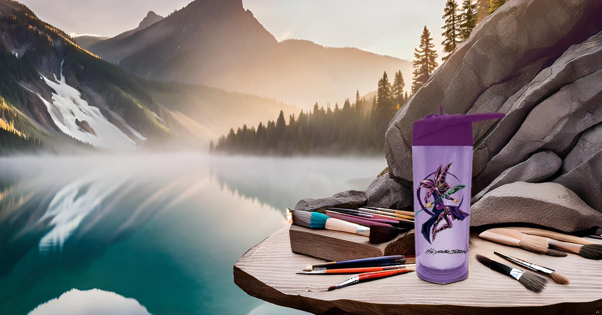 Surreal Entertainment Yu-Gi-Oh! Water Bottle with Character Design, 32 oz, Purple