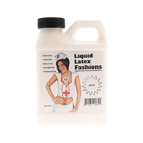 Liquid Latex Fashions - Ammonia Free Halloween Easy Peel Off Body Paint, Ideal for Art, Theater, Parties, School Plays, Cosplays and Concerts, White