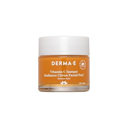 DERMA E Vitamin C Instant Radiance Citrus Facial Peel - Non-Abrasive for Face and Neck - Skin Brightening Face Peel Resurfaces, Smooths