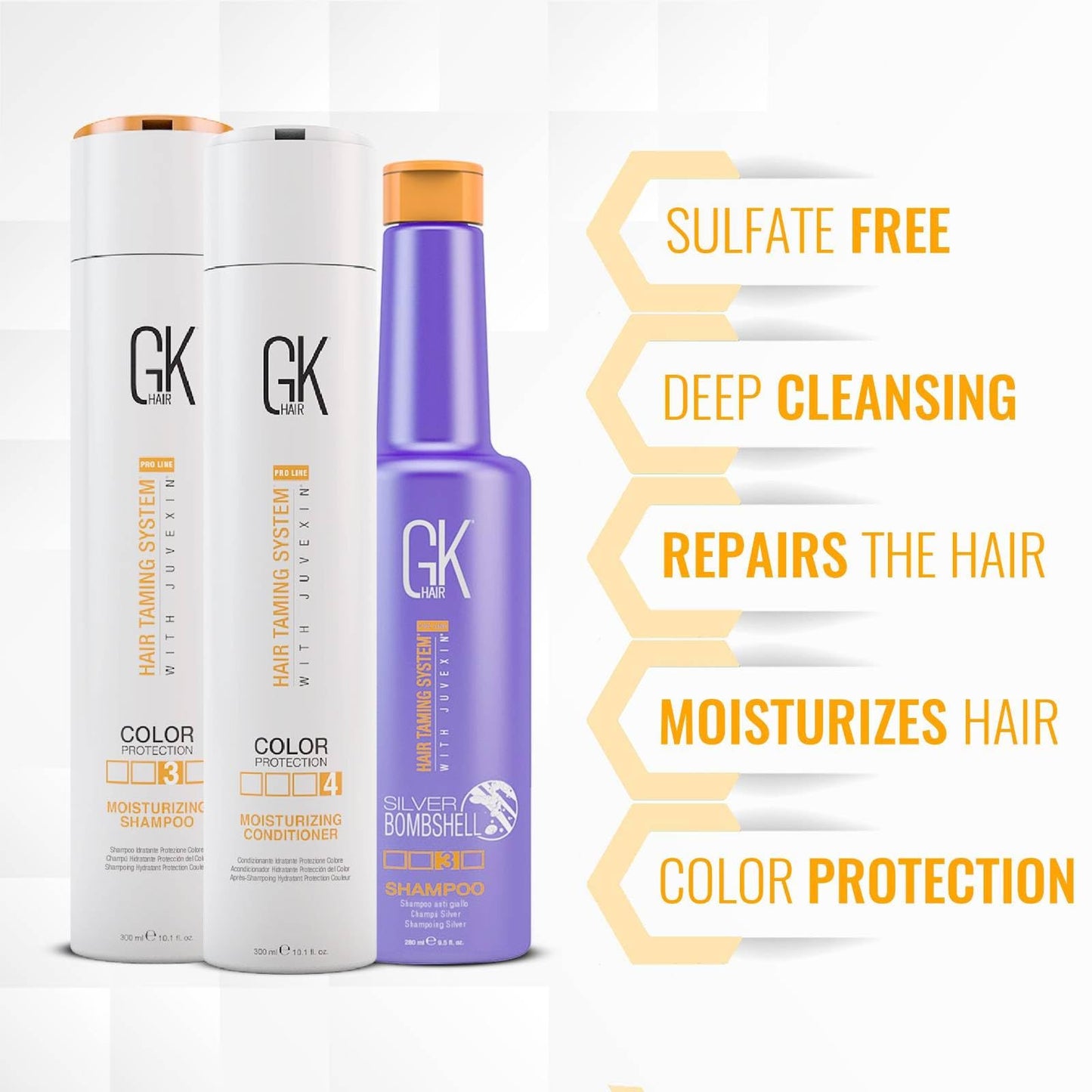 GK HAIR Moisturizing Shampoo and Conditioner Set - Silver Bombshell Shampoo for Dry, Frizzy, Damaged, and Color-Treated Hair - Nourishing Formula