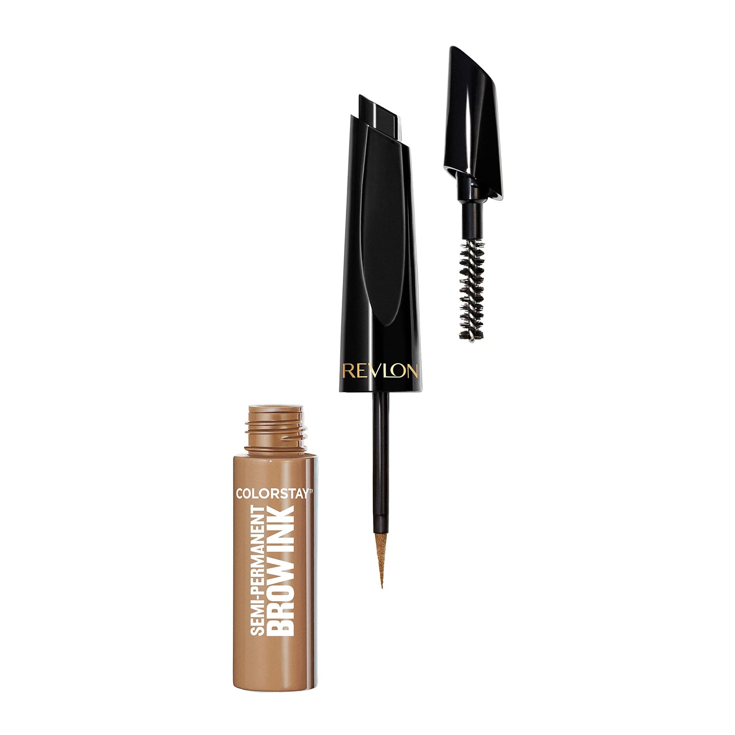 Revlon ColorStay 5-in-1 Semi-Permanent Brow Ink with Spoolie Brush, Waterproof, Transfer-Proof, Eyebrow Makeup, Easy to Remove, 350 Blonde Ink, 0.09