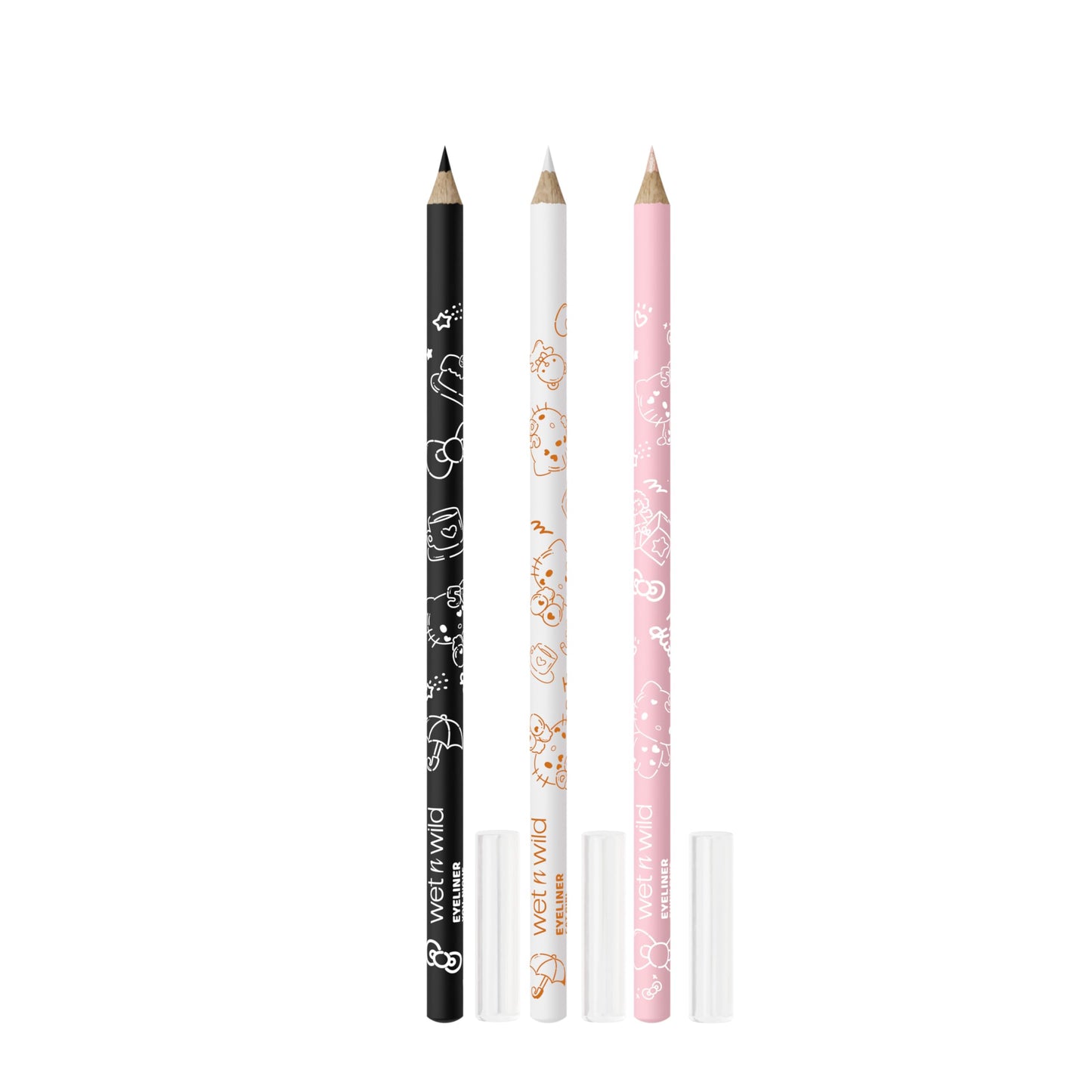 wet n wild Hello Kitty 3-Piece Eyeliner Pencil Set, Multi-Functional Smooth Creamy Versatile Application, Long-Wearing Finish, Cruelty-Free & Vegan