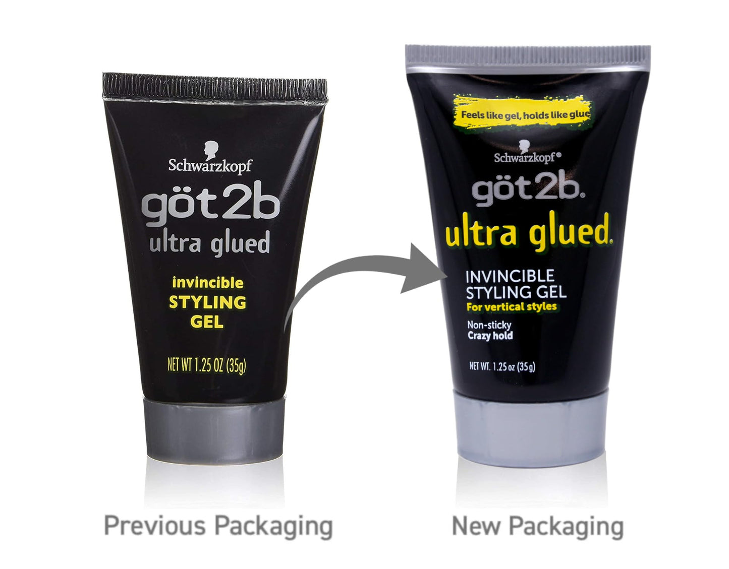 got2b, Ultra Glued, Invincible Styling Gel, 1.25 Oz., Pack of 6
