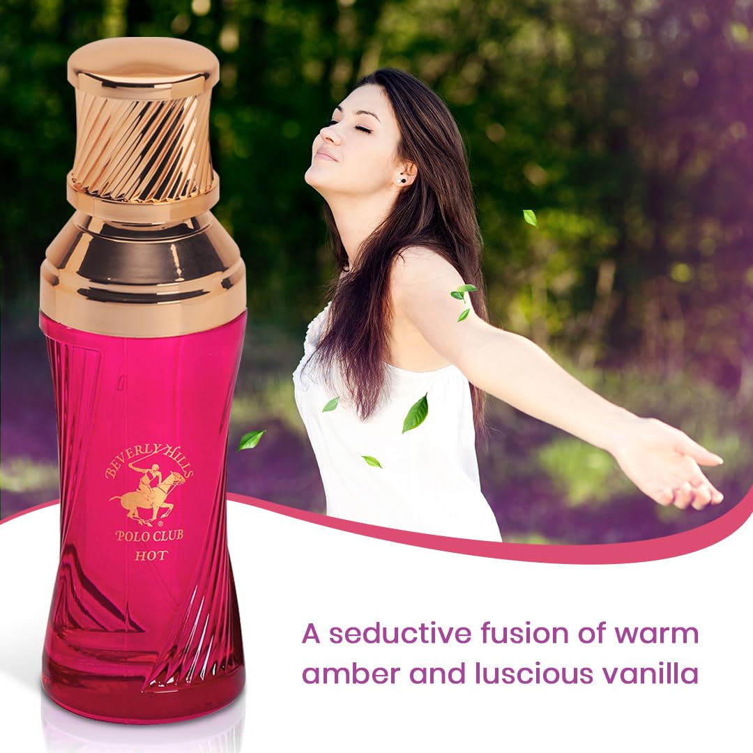 Beverly Hills Polo Club SEXY HOT - Cologne for Women with Notes of Amber & Vanilla - Sweet & Seductive Fragrance Scent - Eau De Toilette Spray 3.40fl.oz / 100ml (Packaging May Vary)