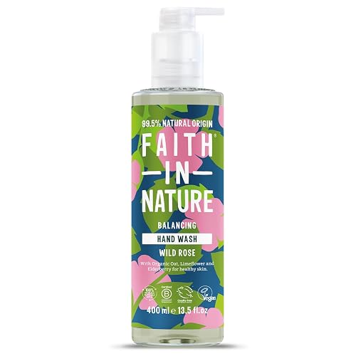 FAITH IN NATURE Natural Wild Rose Liquid Hand Wash, Balancing, Vegan and Cruelty Free, No SLS or Parabens, 400 ml