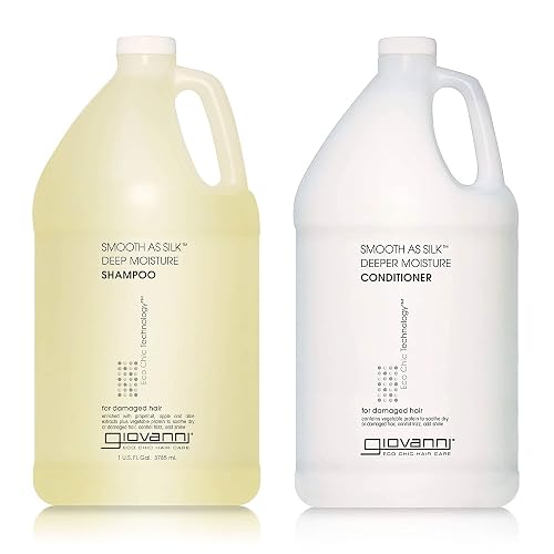 GIOVANNI Eco Chic Smooth as Silk Deep Moisture Shampoo & Conditioner Set - Aloe Extract, Calms Frizz, Detangles, Lauryl & Laureth Sulfate Free
