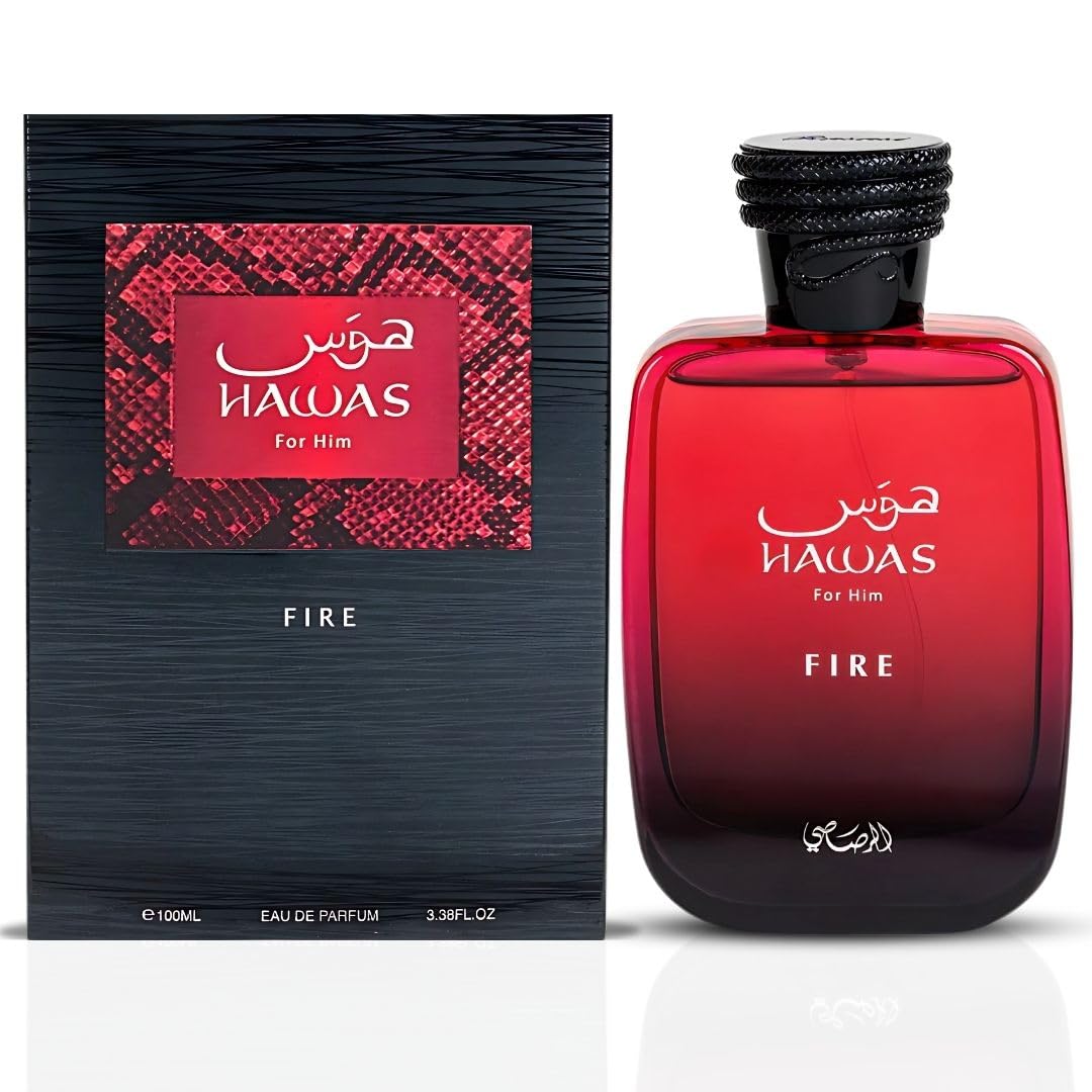 RASASI Hawas Fire Eau De Parfum Spray 100ML(3.4 Oz) - Bold Long Lasting Arabian Perfume For Men With A Fiery Essence - Indulge In A Luxurious Perfume