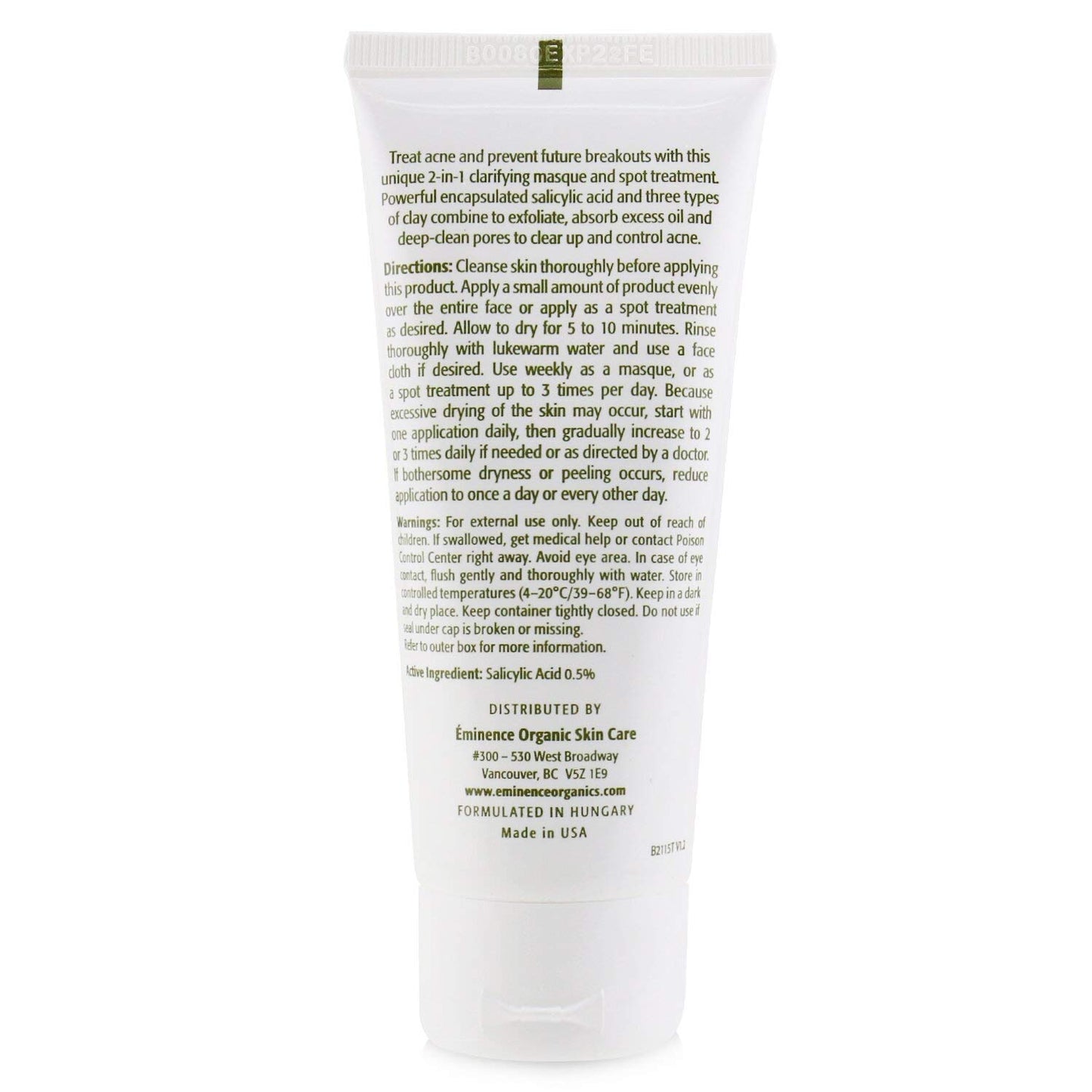 Eminence Organic Skincare Acne Advanced Clarifying Masque, 2 Fl Oz