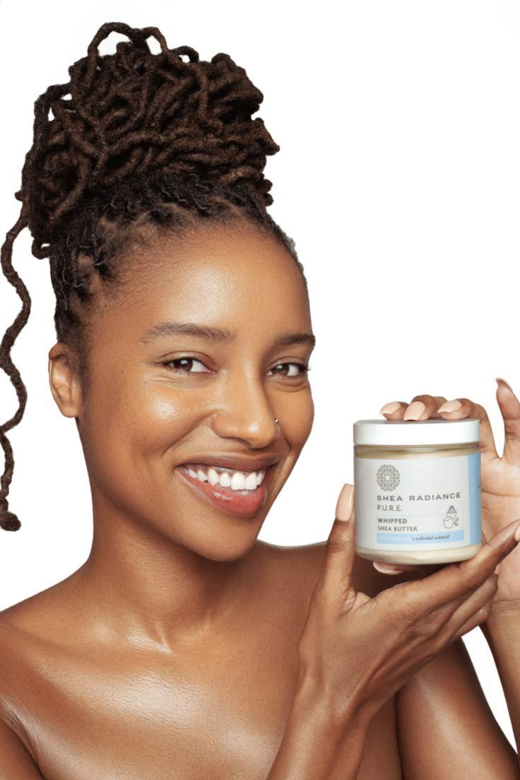 Shea Radiance P.U.R.E. Whipped Shea Butter with Colloidal Oatmeal - Whipped Body Butter Blended with Skin Soothing Oatmeal & Moisturizing Rice Bran