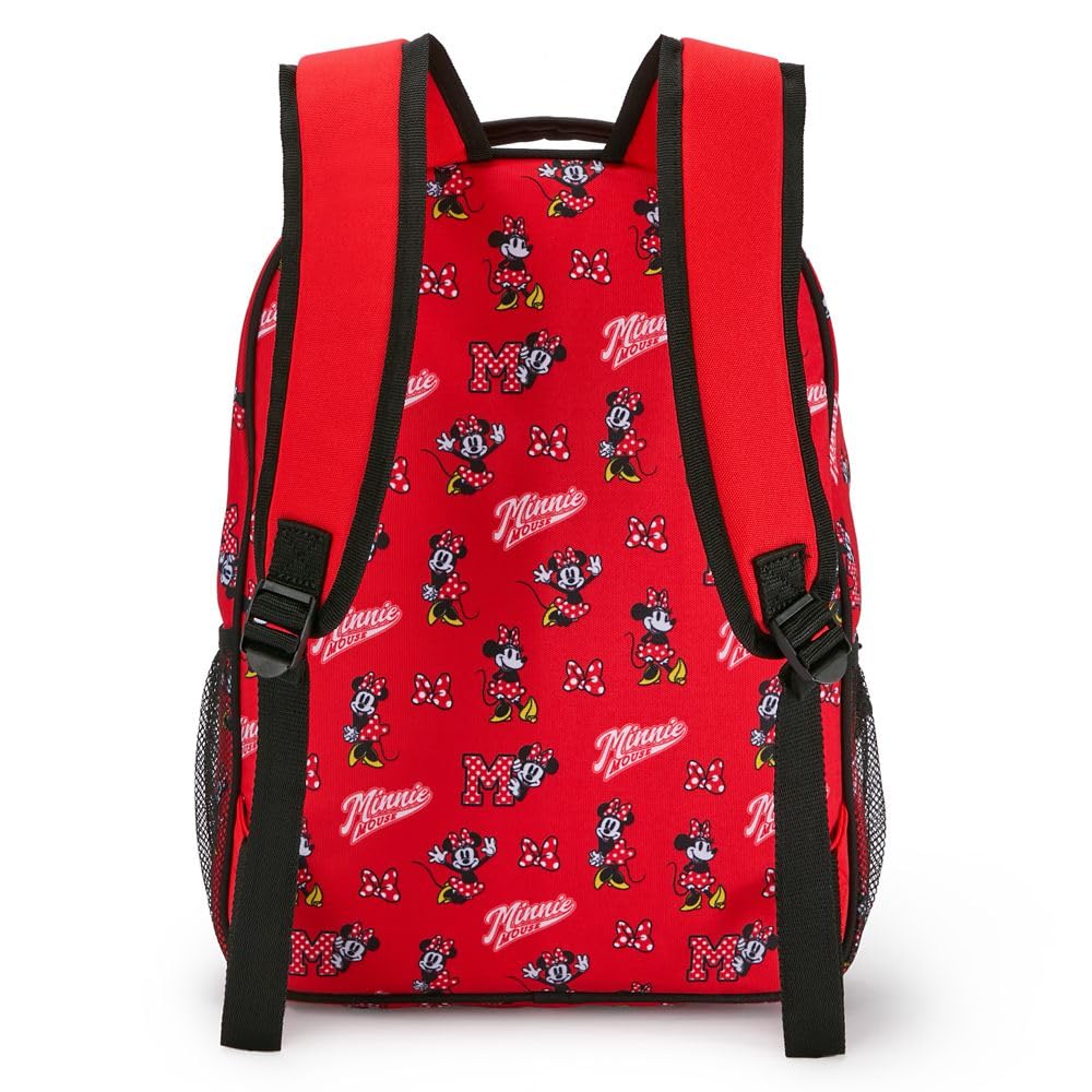 Disney Store Official Minnie Mouse Collegiate Backpack - Kids Backpack with Embroidered Accents, Adjustable Straps, Zip Compartments & Mesh Pockets, Screen Art Featuring Minnie Mouse
