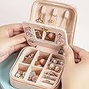 Jewelry Case Jewelry Organizer, Ring Necklace Earring Jewelry Organizer Box with Mirror,Vacation Essential Women's Travel Accessories, Birthday Gifts…
