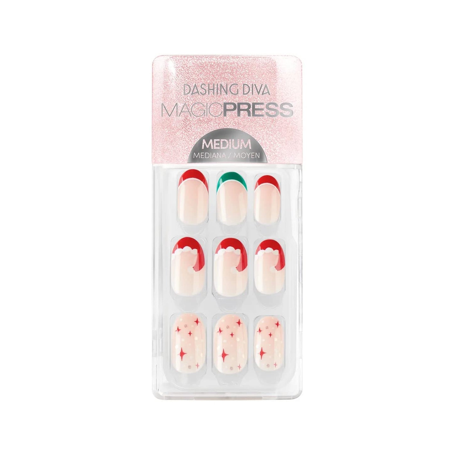 Dashing Diva Magic Press Nails - Naughty Or Nice | Medium, Coffin Shaped Press On Nails | Long Lasting Stick On Gel Nails | Lasts Up to 7 Days |