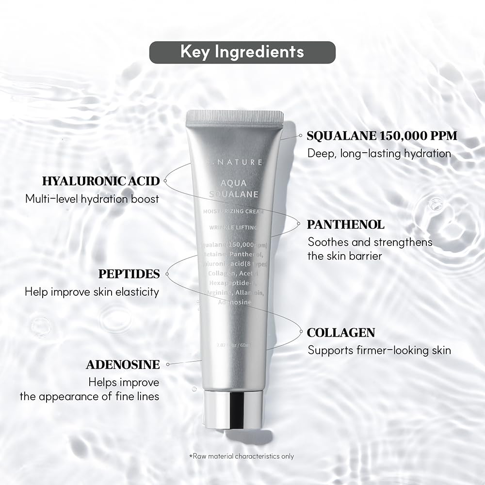 S.NATURE Pore Refining Moisturizer for Dry & Sensitive Skin - Squalane Hydrating Face Cream, Tightening & Smoothing Pores, Lightweight Korean