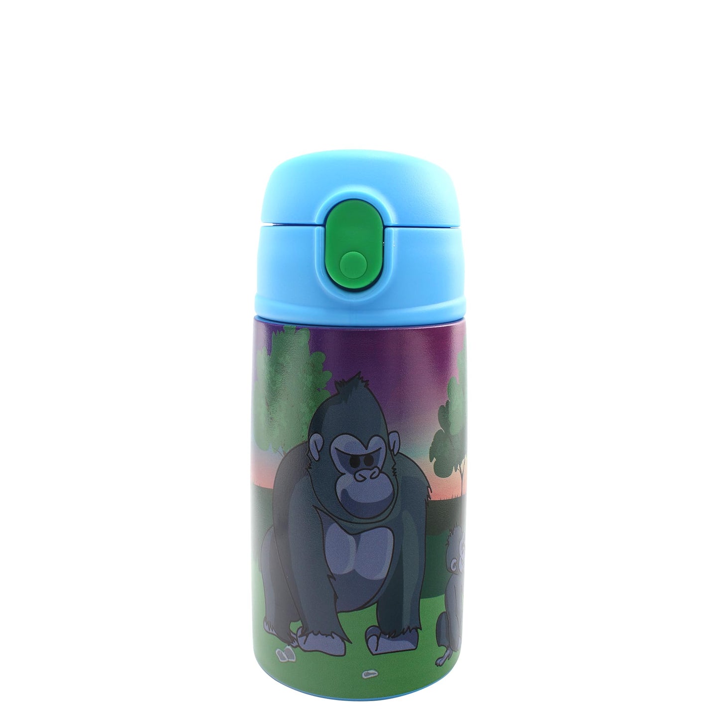 SRM Entertainment Zoo Silverback Gorilla Stainless Steel Water Bottle with Straw Lid, Tumbler with Straw Spout and Flip Top Spill-Safe Lid, Travel