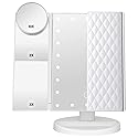 DenCert Makeup Mirror Vanity Mirror with Lights 1X 2X 3X 10X Magnification, Lighted Makeup Mirror, Touch Control, Tri-Fold Portable LED Makeup Vanity
