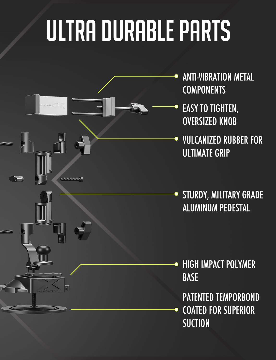 Bracketron HD Phone Dock PRO Dash and Window Metal Clamp Mount, Phone Holder for Car, Universal Phone Mount for Phones up to 3.5 Inches Wide