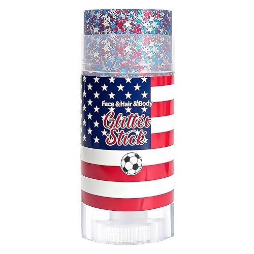 Patriotic Body Glitter Stick, 4th of July Anniversary Accessories, Waterproof Sparkling Face Hair Glitter for Fourth of July Outfit Women Kids, Red