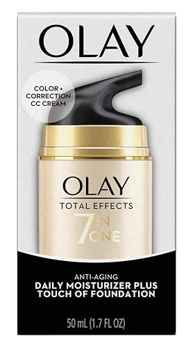 Olay Total Effects 7 in One Anti-Aging Moisturizer + Touch of Foundation Light to Medium 1.7 oz (Pack of 2)