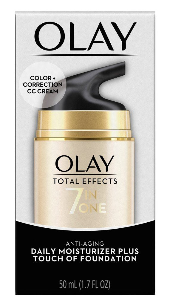 Olay Total Effects 7 in One Anti-Aging Moisturizer + Touch of Foundation Light to Medium 1.7 oz (Pack of 2)
