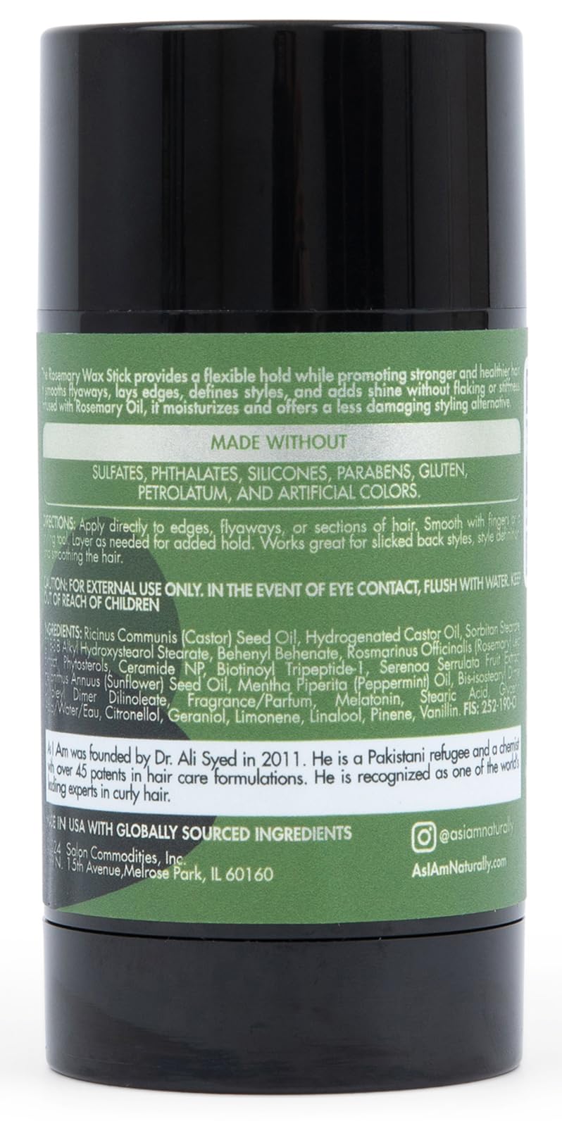 As I Am Rosemary Hair Wax Stick - 2.6 Oz - with Biotin & Saw Palmetto