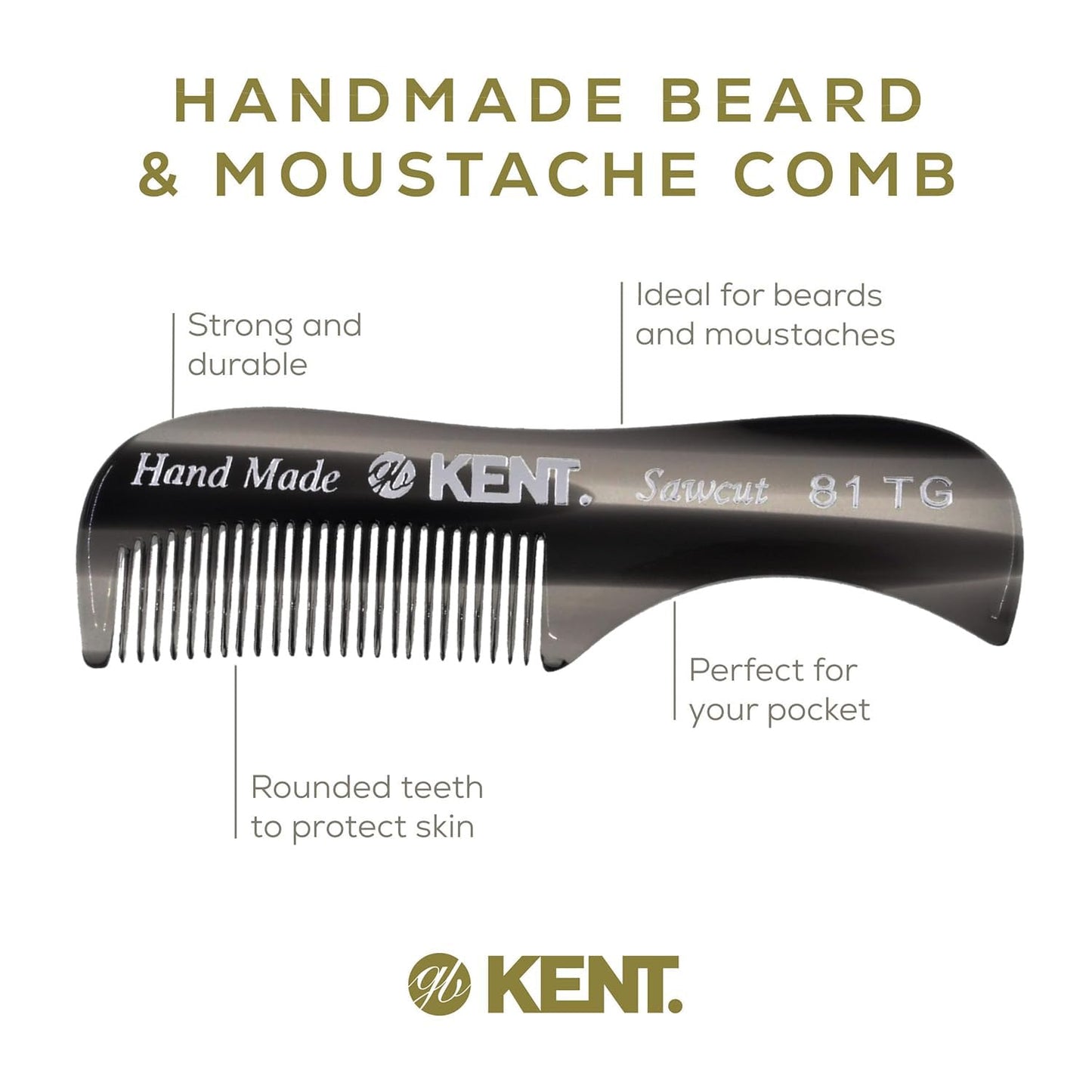 Kent 20T Handmade Fine Tooth Folding Comb + 81T Hand Made Pocket Comb for Beard and Mustache - Beard Growth/Fine Tooth Combs - Beard Straightener Beauty and Personal Care KENT