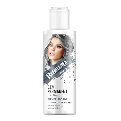 Rebellious Colours 100% Vegan Semi Permanent Hair Dye Colour 70ml (Silver Storm)