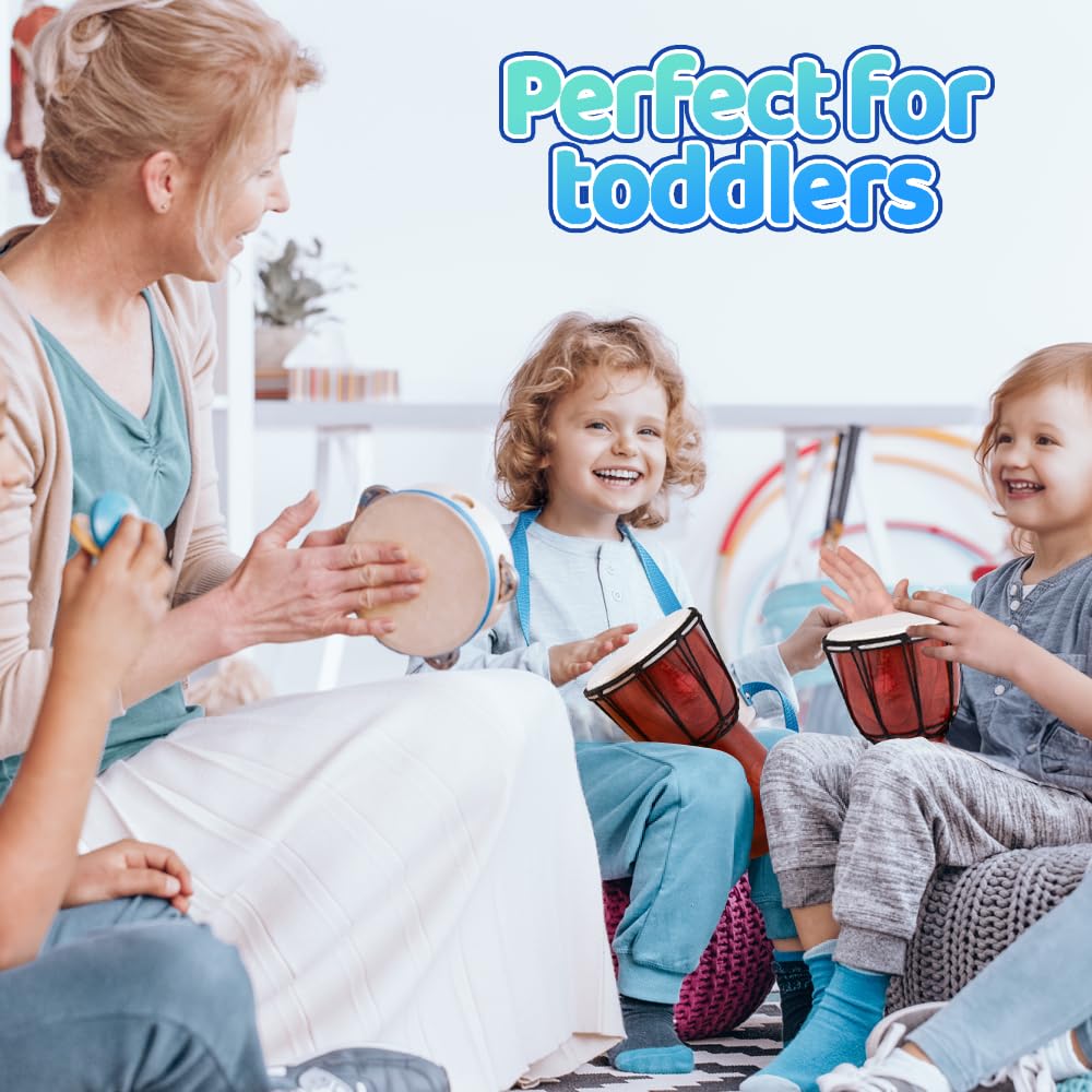 ArtCreativity 8" Mini Wooden Toy Drum – Rustic Djembe Musical Instrument for Kids, Toddlers, Birthday Gift & Party Favor